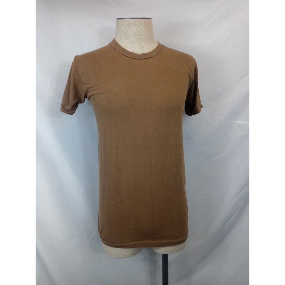 Vintage 80s Fruit of the Loom T-Shirt Mens M Brown Single‎ Stitch Made in USA